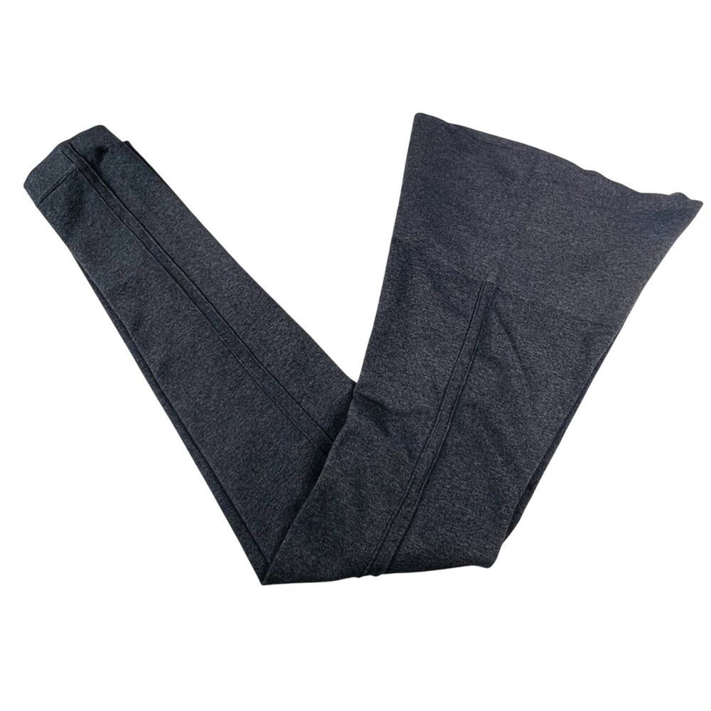 Spanx Leggings M Charcoal Gray Vertical Side Ribbing Double Seam